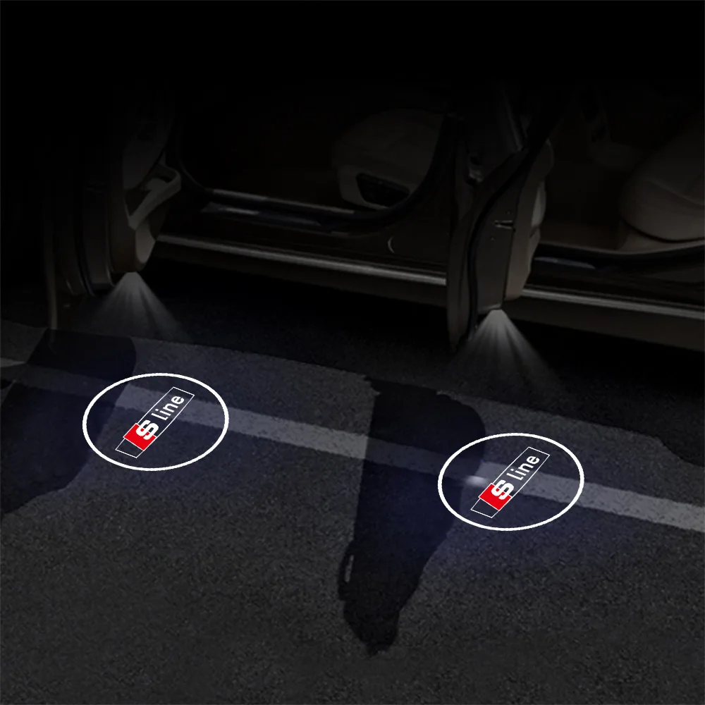 2pcs Car Wireless Welcome Light Laser Projector Lamps Auto Decoration Accessories for Audi A1 A3 8P A4 B7 B8 A5 A6 C5 C6 SLINE R