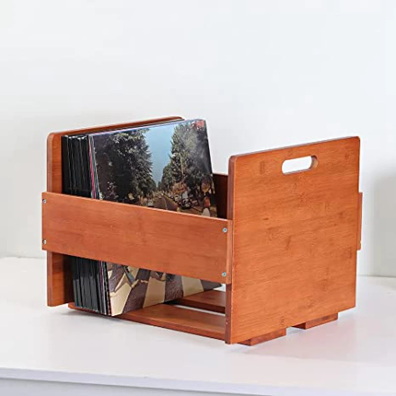 Vinyl Record Storage Record Crate - Storage Crate Box For LP Album Records - Bamboo Vinyl Record Organizer Holder