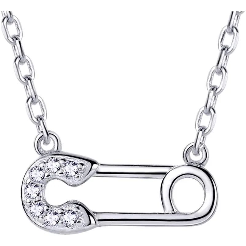 

Safety Pin Charm Necklace 925 Sterling Silver Dainty Safety Pin Jewelry for Women