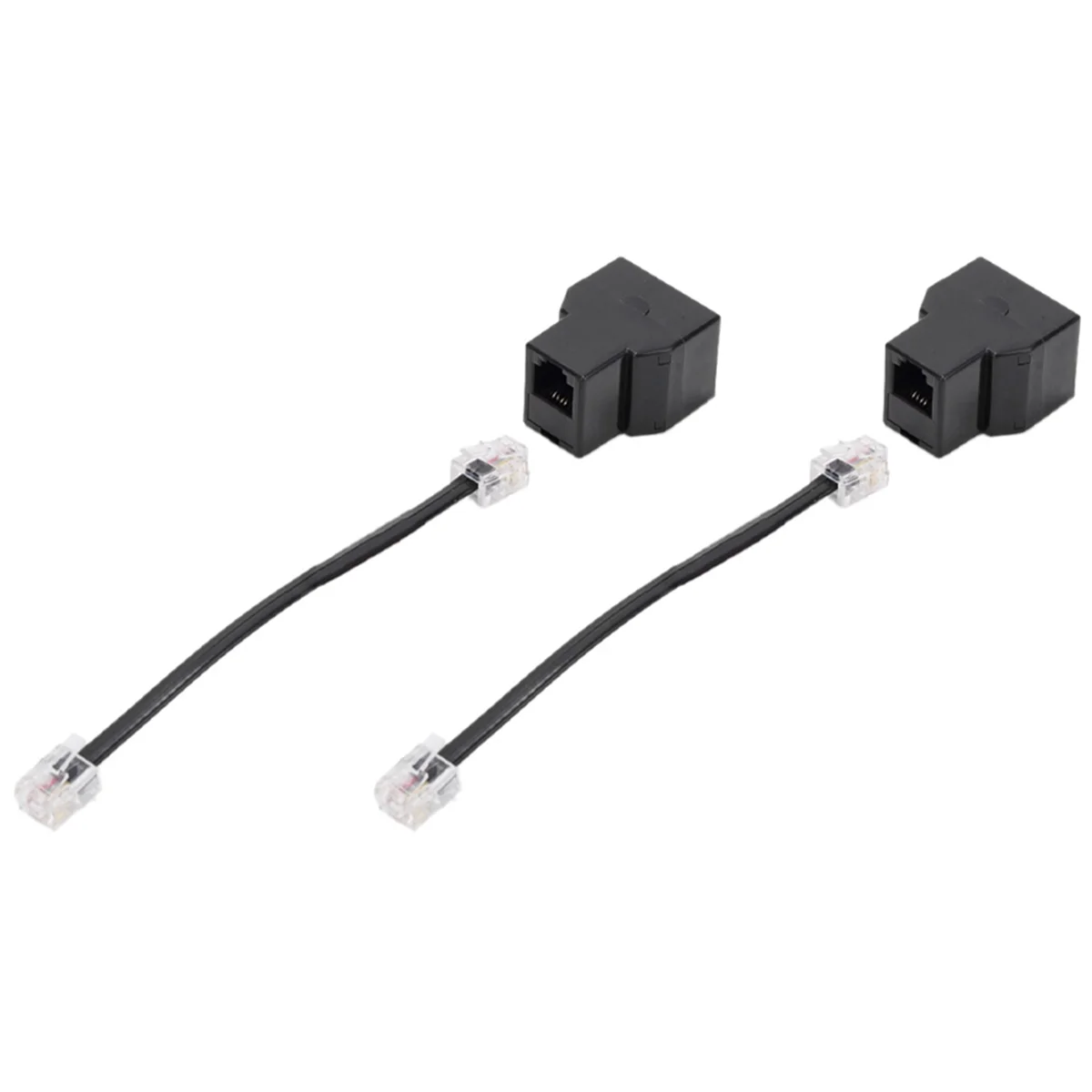 

AA88 2PCS RJ11 Telephone Cable Splitter 15cm Cable 6P4C 2 Ports Telephone Cable Splitter Adapter