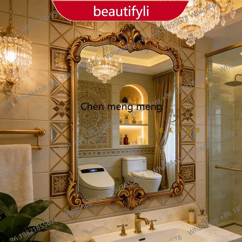 

MM02 American smart bathroom mirror French wall-mounted carved cosmetic mirror fireplace decorative mirror customization
