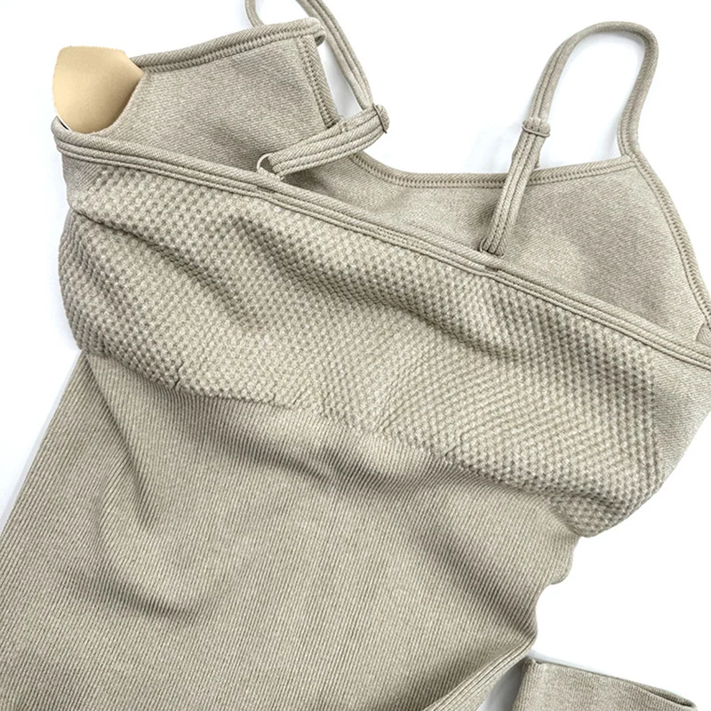 Combinaisons de yoga respirantes pour femmes, combinaisons de sport monochromes, leggings de course à pied, lancées par la fibre, été, 2024