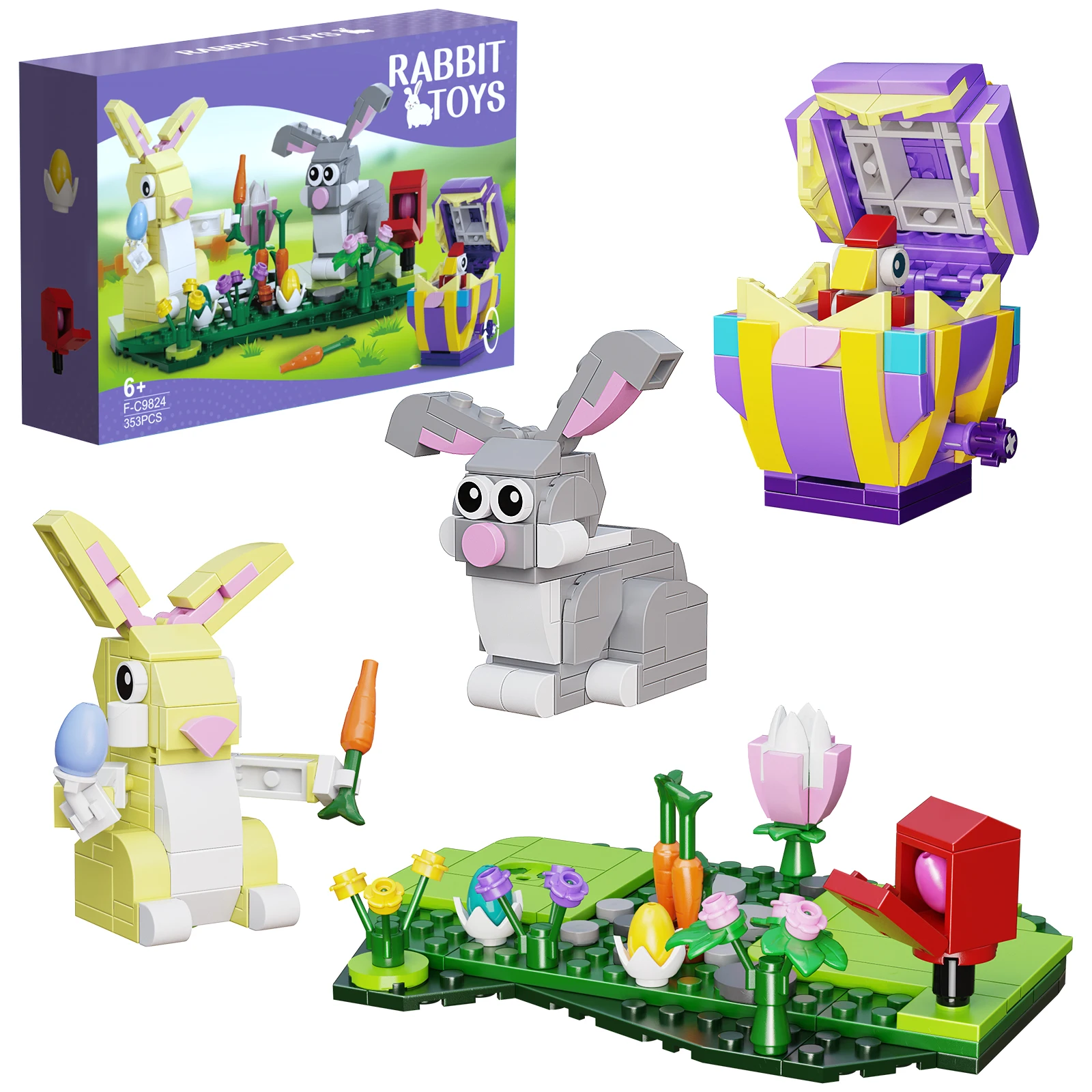 

Easter Bunny and Egg Building Blocks Set Easter Theme Cute Animal Blocks Toys Holiday Gift Kids Adults