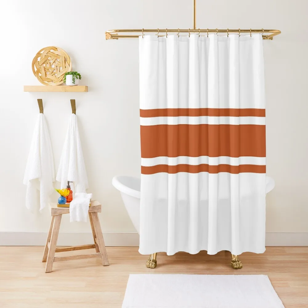 Burnt Orange & White Power Stripe Shower Curtain Bathroom Box Transparent Bathroom Shower Curtain
