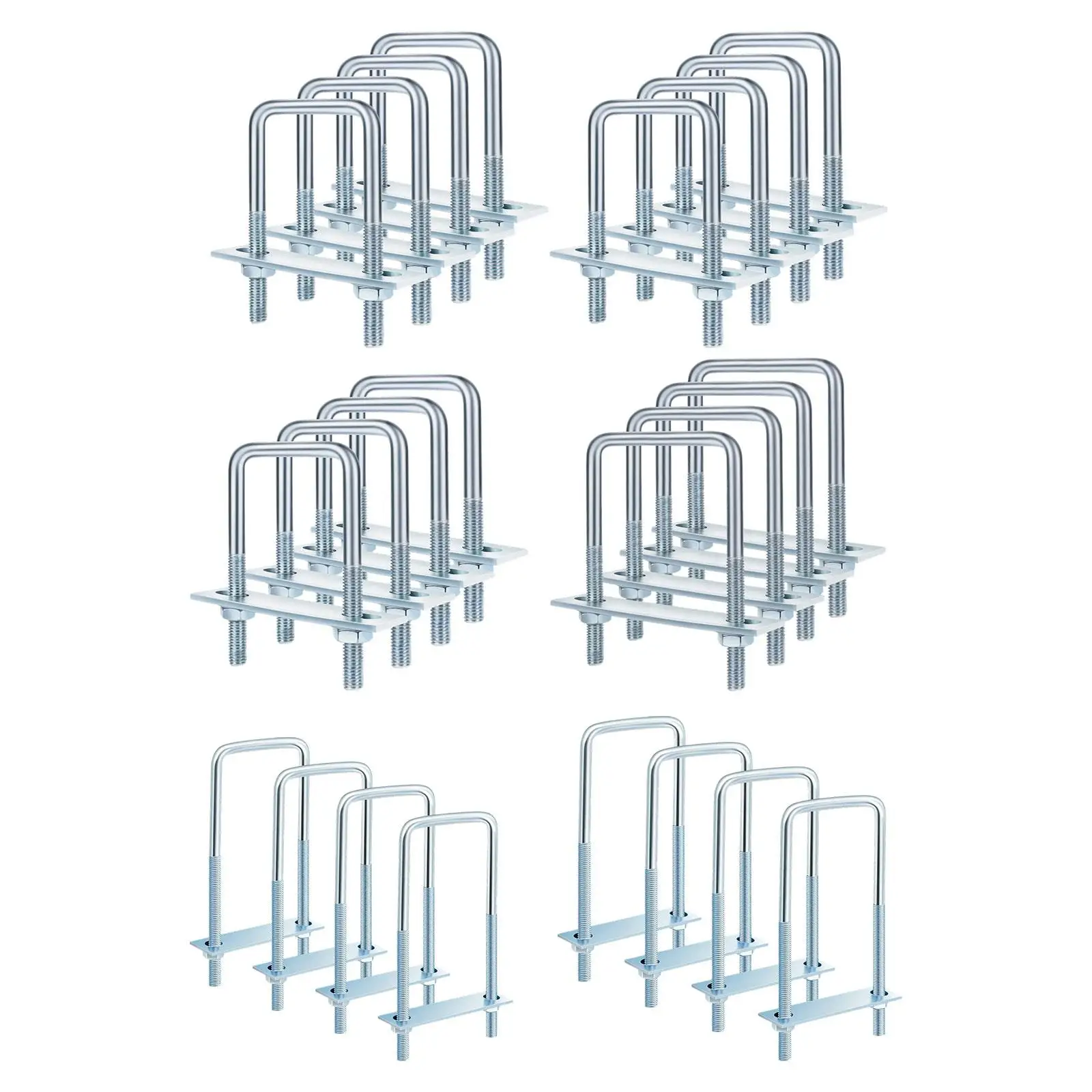 Pernos en U resistentes para tubo de remolque de barco, objetos metálicos, madera Rectangular, 4 Uds.