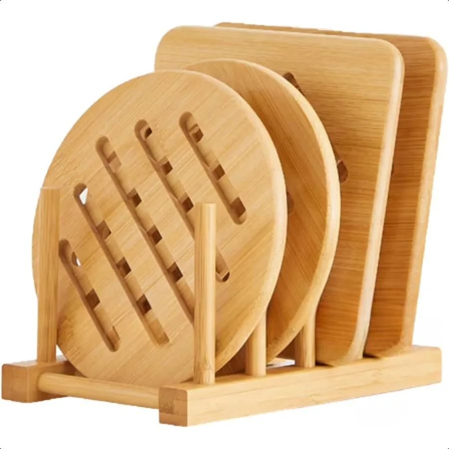 

Trivets for Hot Pots and Pans Bamboo Trivet Hot Pads for Kitchen Counter Trivet Stand Mat Set Coaster for Kitchen Wooden Heat R