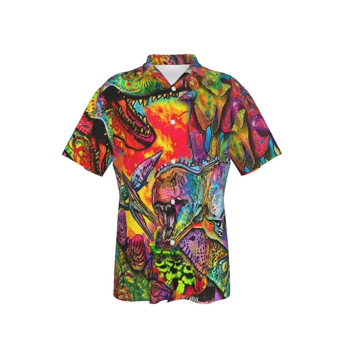 Men's Hawaiian Shirt Alien machines Beach Short Sleeve Summer Casual Button Up Patchwork Tops 3D Shirts