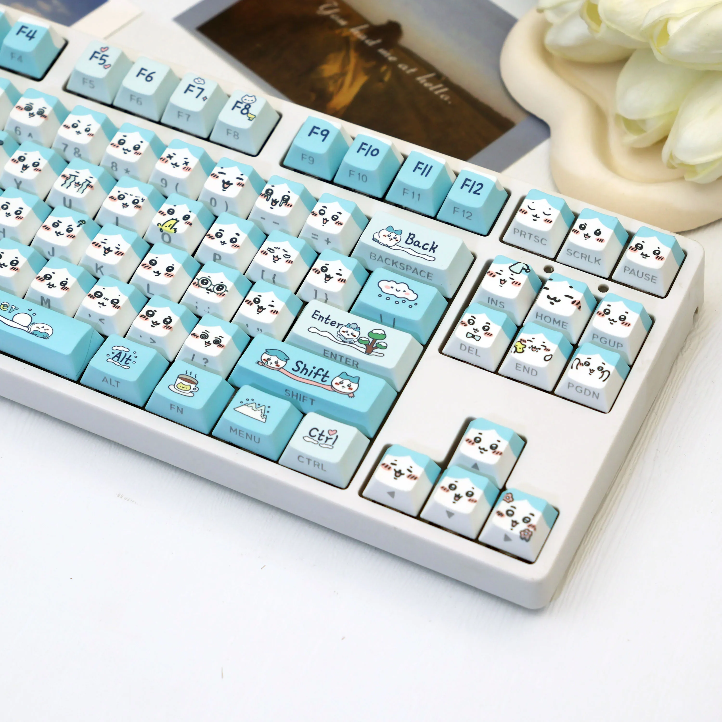 138 Keys Winter Hachi PBT Keycaps Side Print Translucent Cherry Style Dye-Sub MX Switch 61 64 68 87 96 104 108 view 3