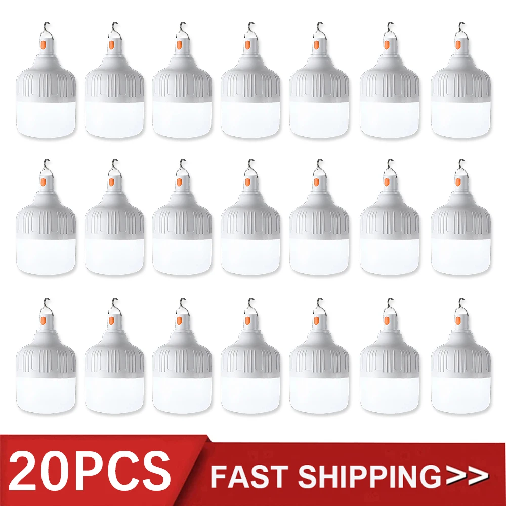 

20PCS 40W/60W Portable Lantern Led Bulb Rechargeable Light Outdoor Garden Fishing Camping Equipment High Power Flashlights