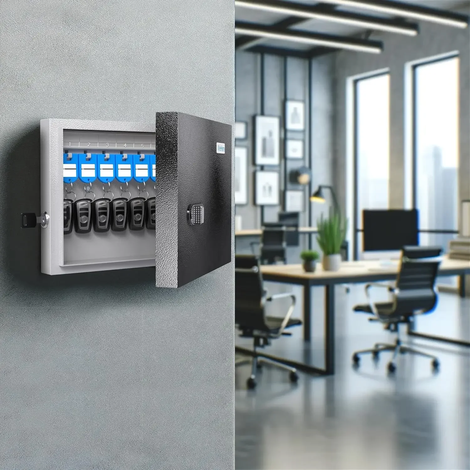 Key Safe Box Wall Mount(16 Keys), Key Cabinet with Combination Lock & 16 Key Tags, Key Safe Storage Lockbox,Key Manage Mini ERP