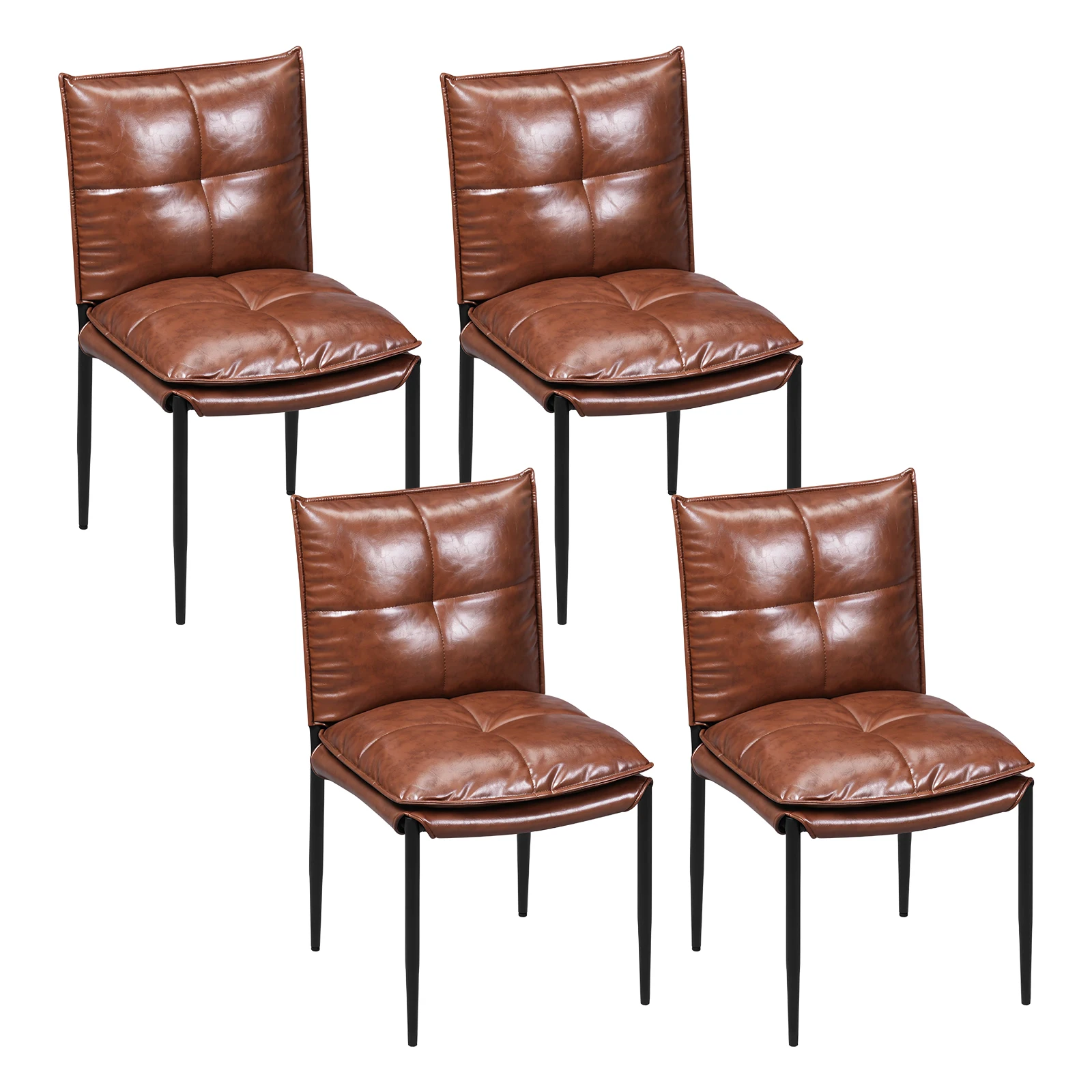 WOLTU Set di 4 sedie da pranzo con gambe in metallo, sedie da pranzo con schienale alto, sedie ergonomiche imbottite in ecopelle per soggiorno e camer
