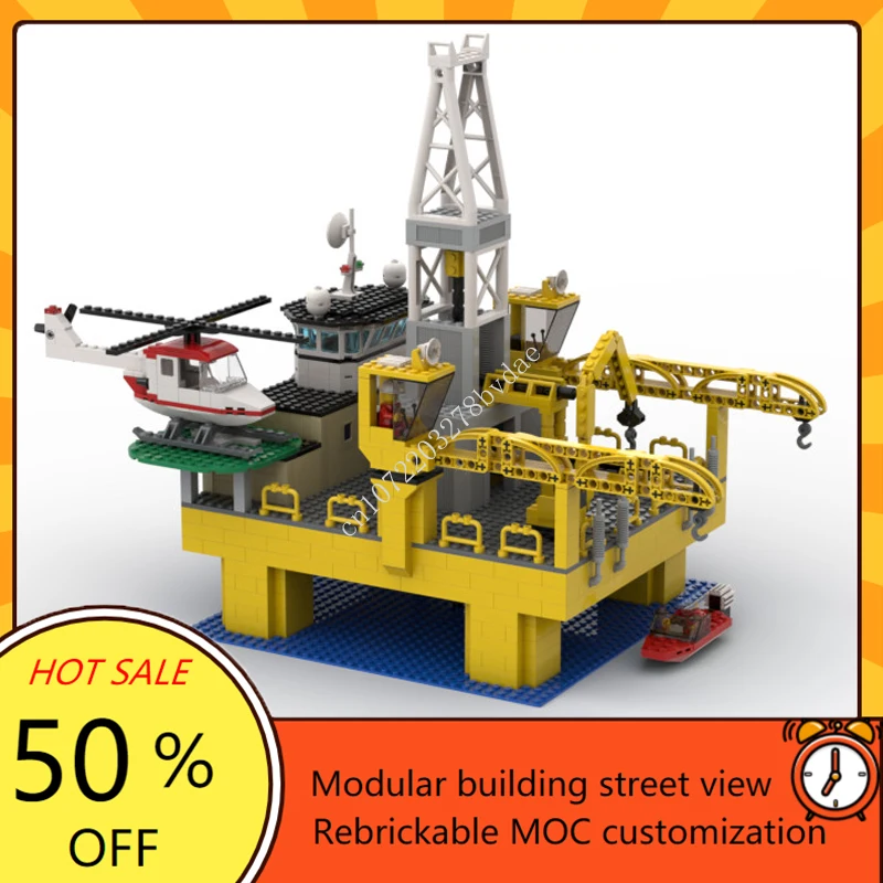 1050PCS Offshore Drilling Platform Modular MOC Creative street view Model Building Blocks DIY Education Assembly Model Toy Gifts