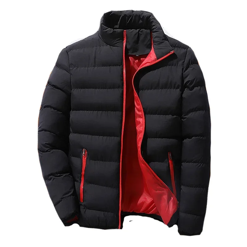 Veste matelassurera à col montant pour hommes, manteau à manches longues pour garçons, veste en coton surdimensionnée, parka décontractée pour hommes, optique d'hiver bleue, 4XL