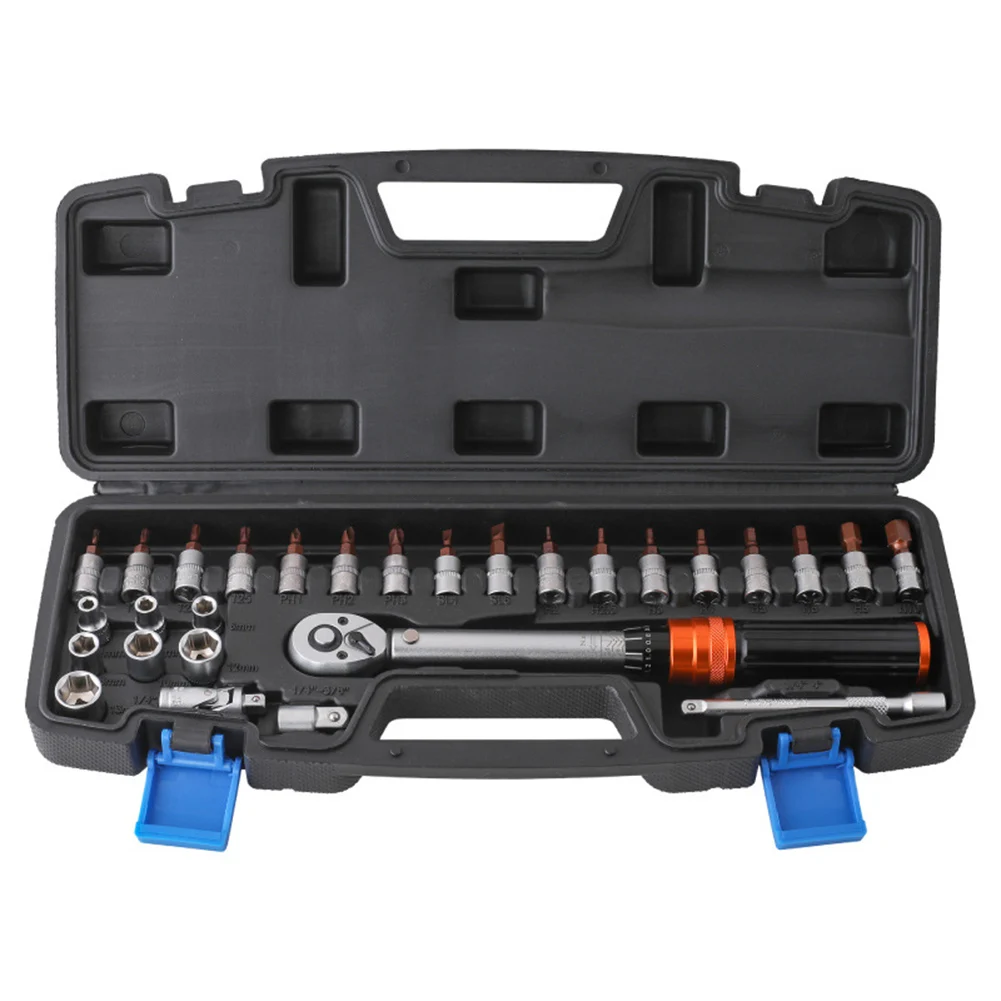 

28pcs Repair Kit Bike Socket Spanner Bike Repair Motorcycle Maintenance Torque Wrench Torque Wrench With Double Scale