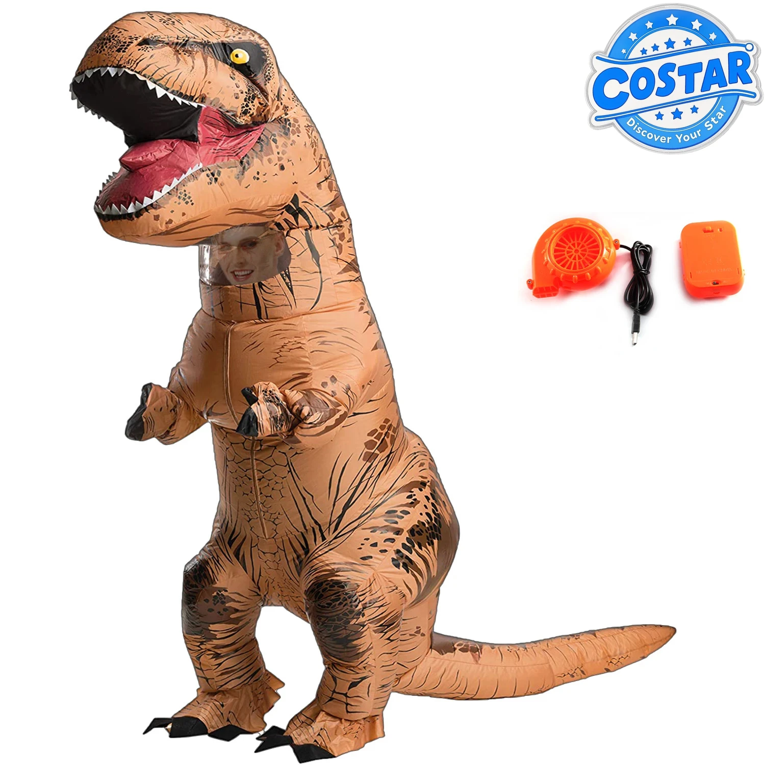 

Inflatable Tyrannosaurus Dinosaur Costume Child Kids Adult Role-playing Fancy Halloween Mascot Party Apparel Carnival Costume