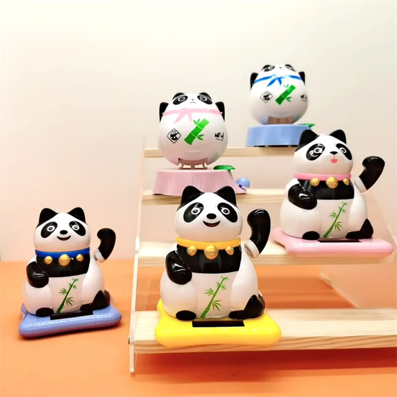 1Pcs Cute Fun Panda Toy Cartoon Swing Panda Solar Powered Shaking Dancing Toy Car Interior Decor Accessories Solar Dancing Toy