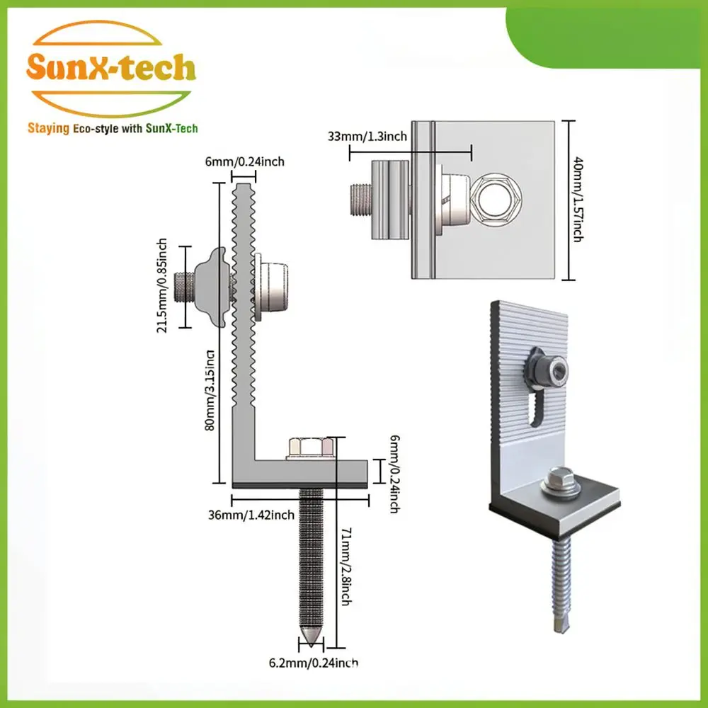 Solar Panel Mounting Hardware For For SUNTECH Aluminum L Bracket Roof Rail Connector Fixation Accessory Structure