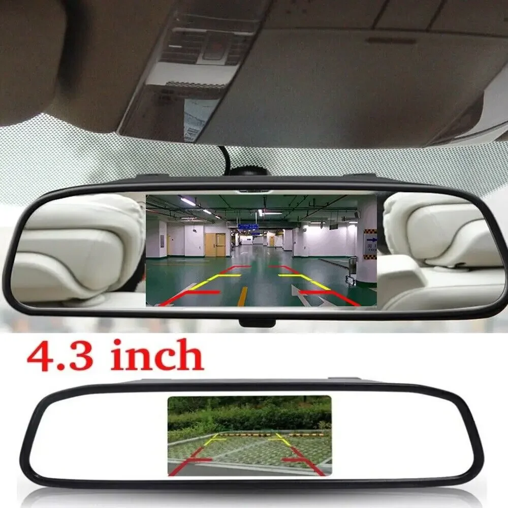 4.3inch Car Mirror Monitor Backup Rear View Parking Reverse Camera Waterproof