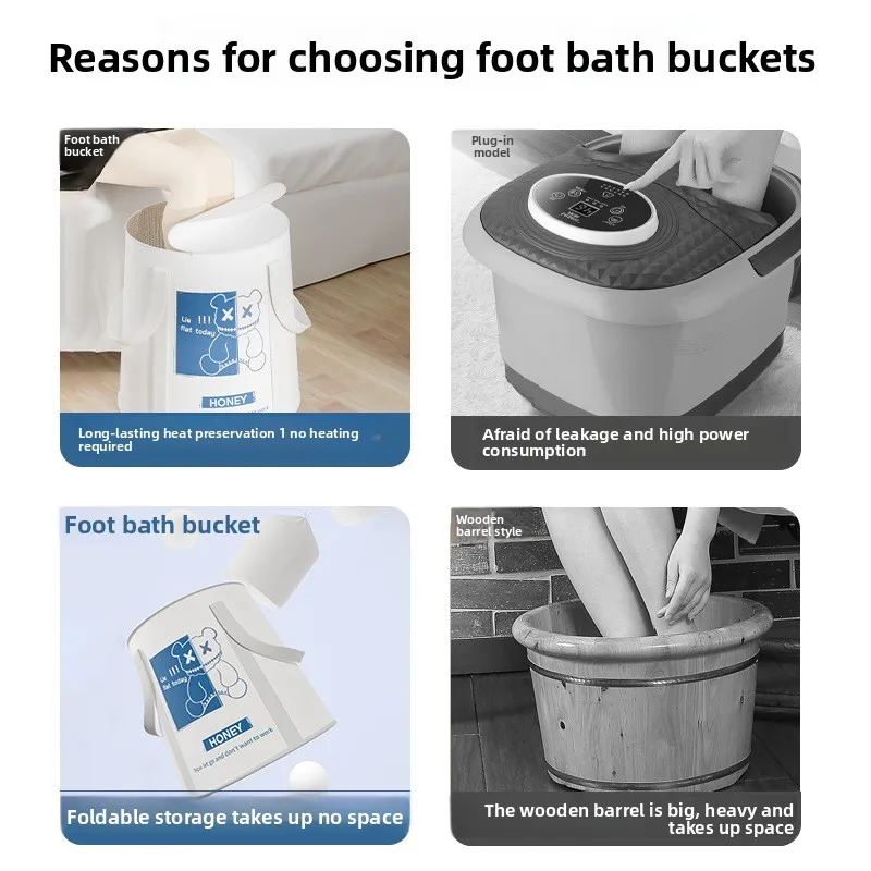 Secchio per piedi pieghevole Isolamento termico domestico Secchio per piedi portatile Strumento da bagno pieghevole multifunzionale senza odori