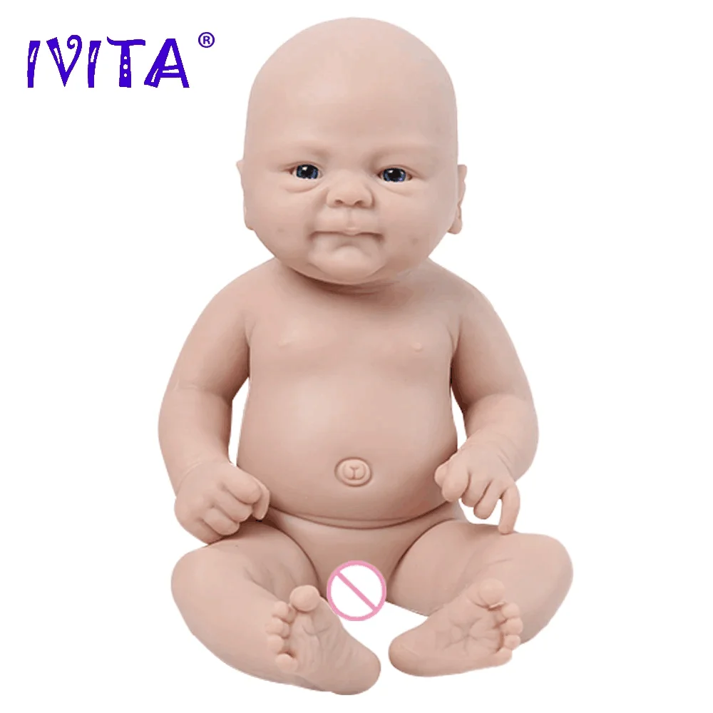 IVITA Unpainted Unfinished Soft Silicone Reborn Baby Dolls Lifelike Newborn Baby DIY Blank Kit for Children Painting Toys