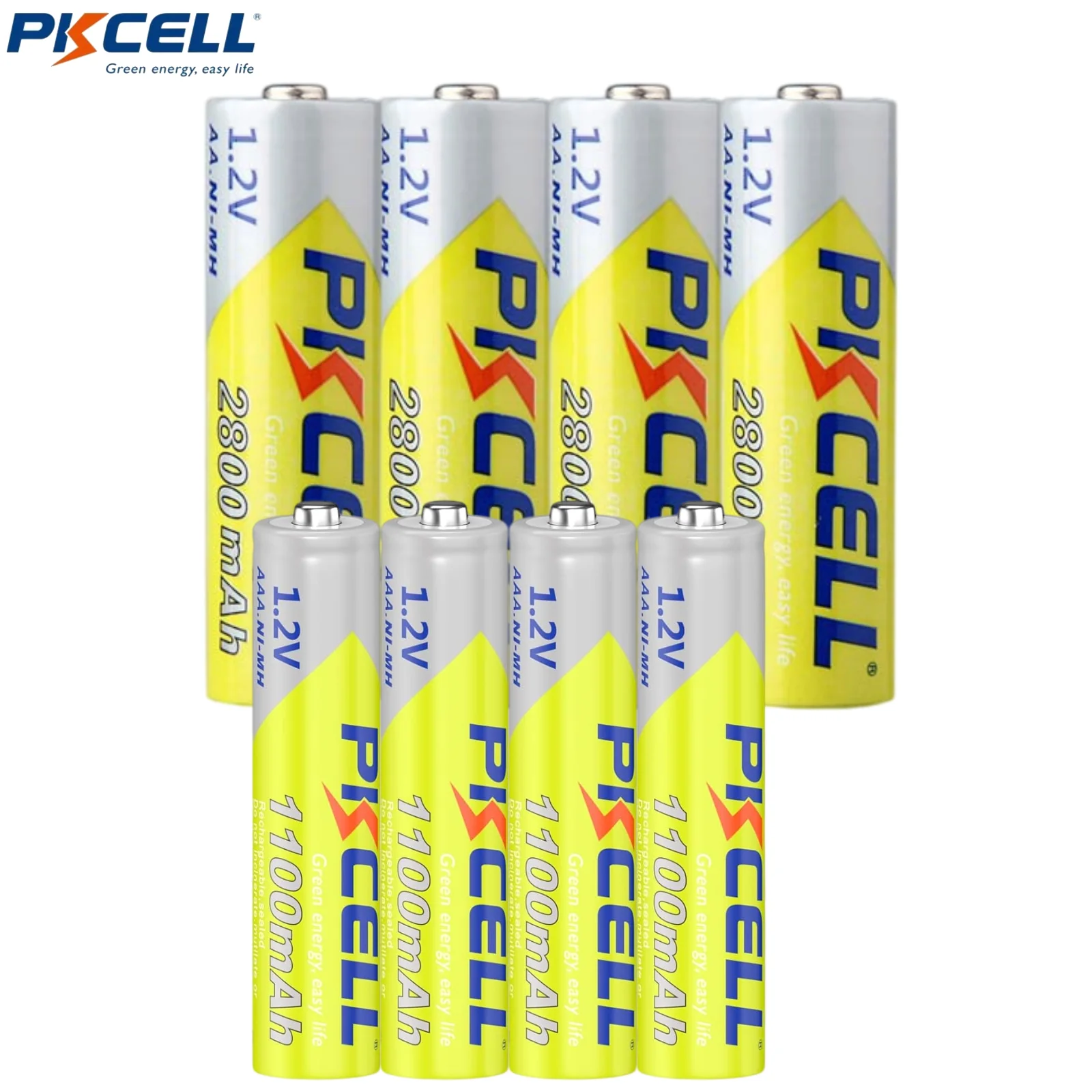 

PKCELL 8PC/2PACK NiMH AAA+AA Rechargeable Battery 1100mah-2800mah Rechargeable Ni-MH Batteries Suitable for Sport Camera