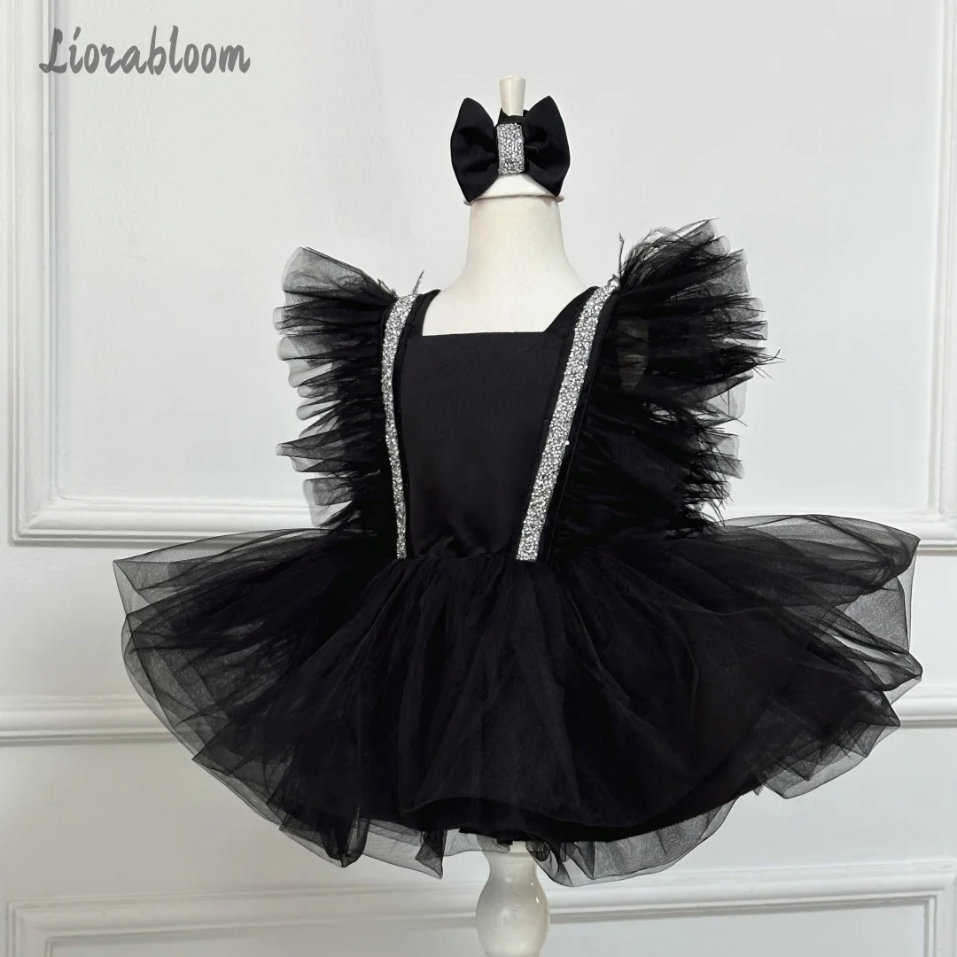 Girls' Tulle Ballet-Style Formal Dress Custom Black Dress Mini Flower Girl Gown Wedding Attire свадебное платье