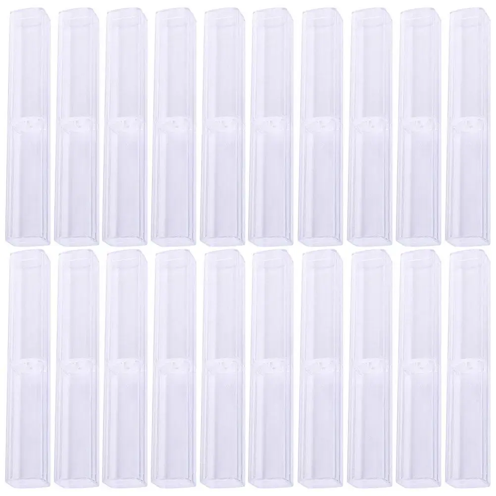 20 Pcs Crystal Pen Box Plastic Storage Case Tube Clear Color Portable Pen Container Gift Box Empty Display Case For Desk