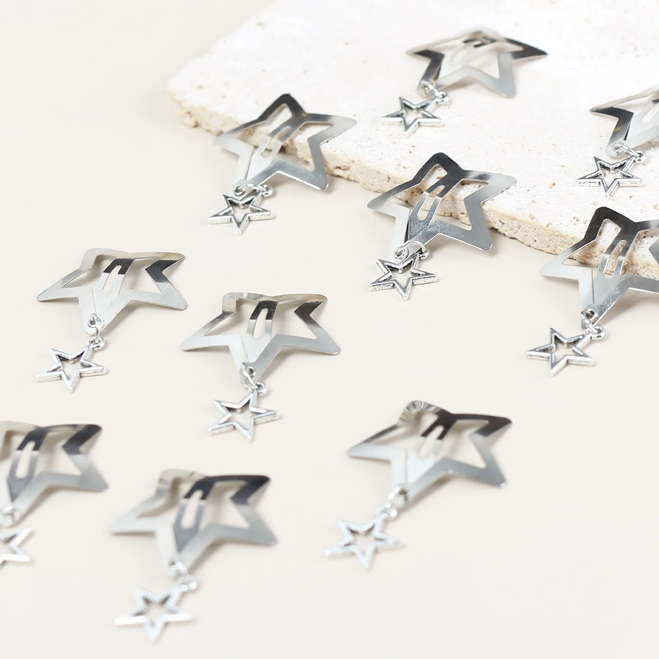 10pcs Y2K Star BB With Star Pendant hair clips, everyday casual multi-purpose hair accessories For women Girls
