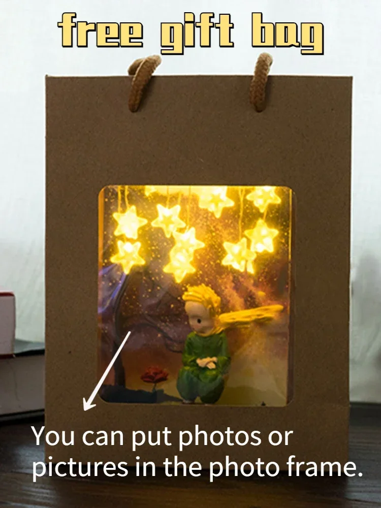 The Little Prince Night Lamp Valentine\'s Day Gifts Home Decor DIY Gift Birthday Gifts Photo FrameStarry Bedroom Lamp Ornaments