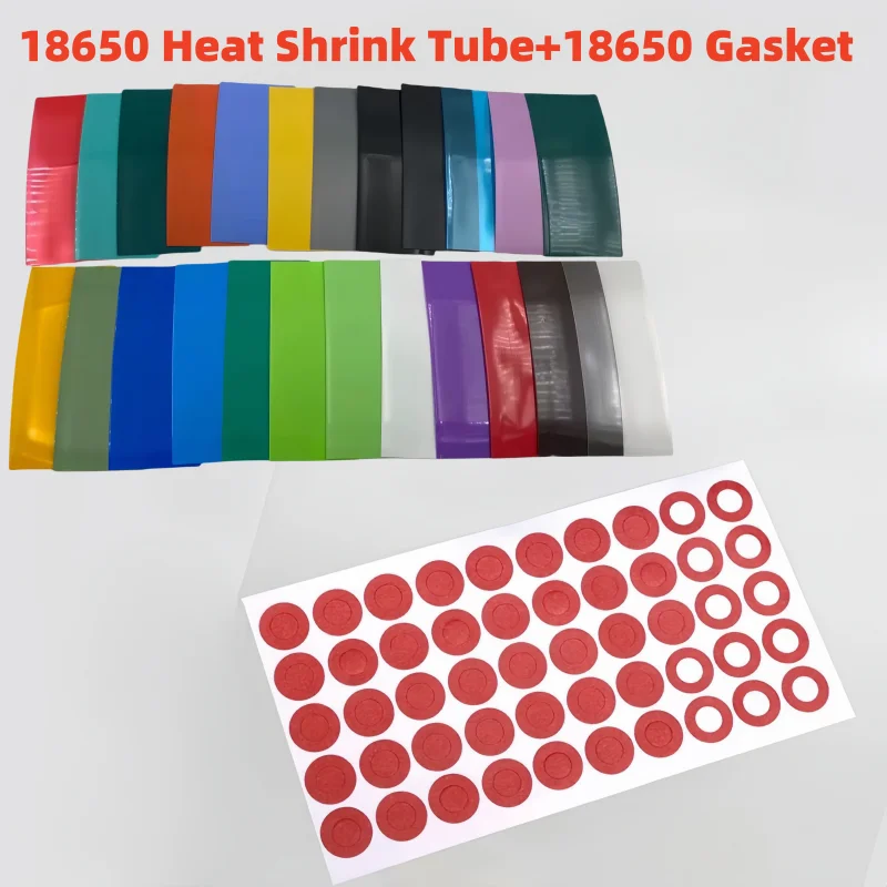 100pcs 18650 Battery Wrap Sleeve Heat Shrink Tube + 100pcs Barley Paper Rings Shrinkable Insulated Skin PVC Film Tape Cover Pipe