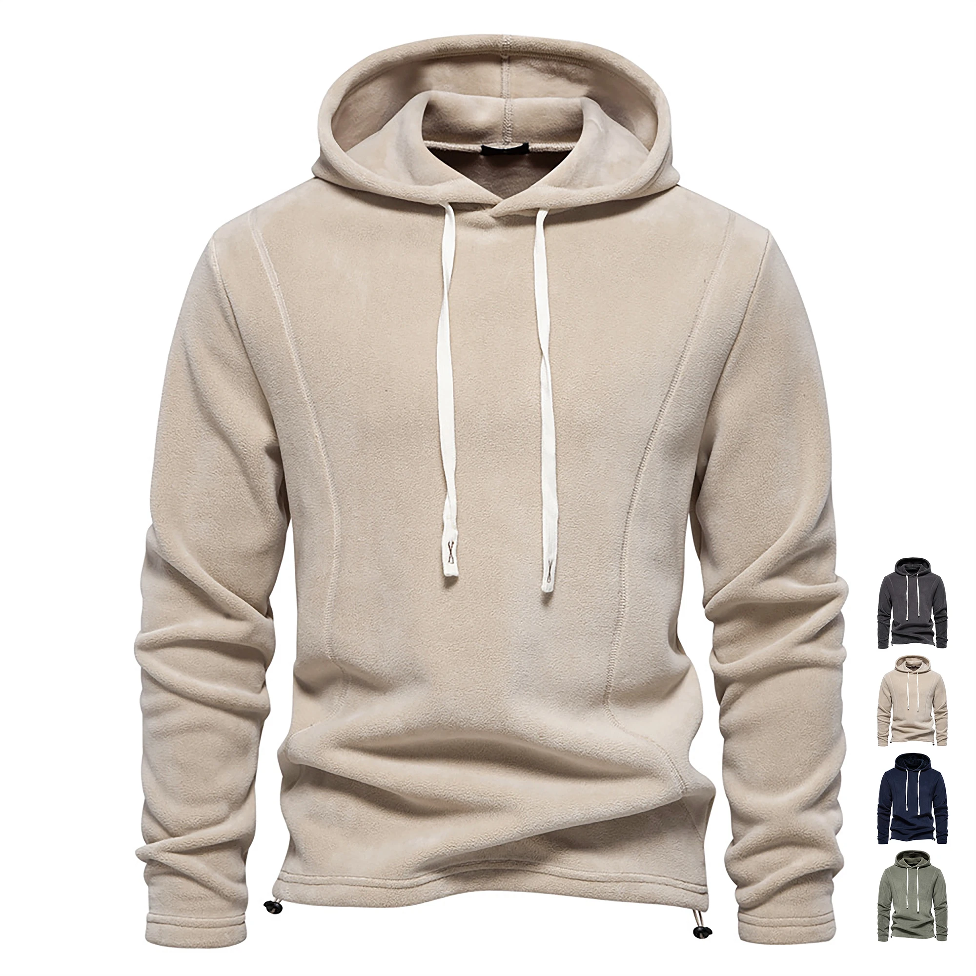 Men's Casual Fleece Lined Hoodie Winter Warm Pullover Hooded Sweatshirts Polar Fleece Jacket Athletic Sweatshirts Pullover Tops