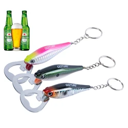 Goture Durable Beer Bottle Opener Fishing Lure Shape Key Design Stainless Steel Flat Speed Bottle Cap Opener for Kitchen Tool