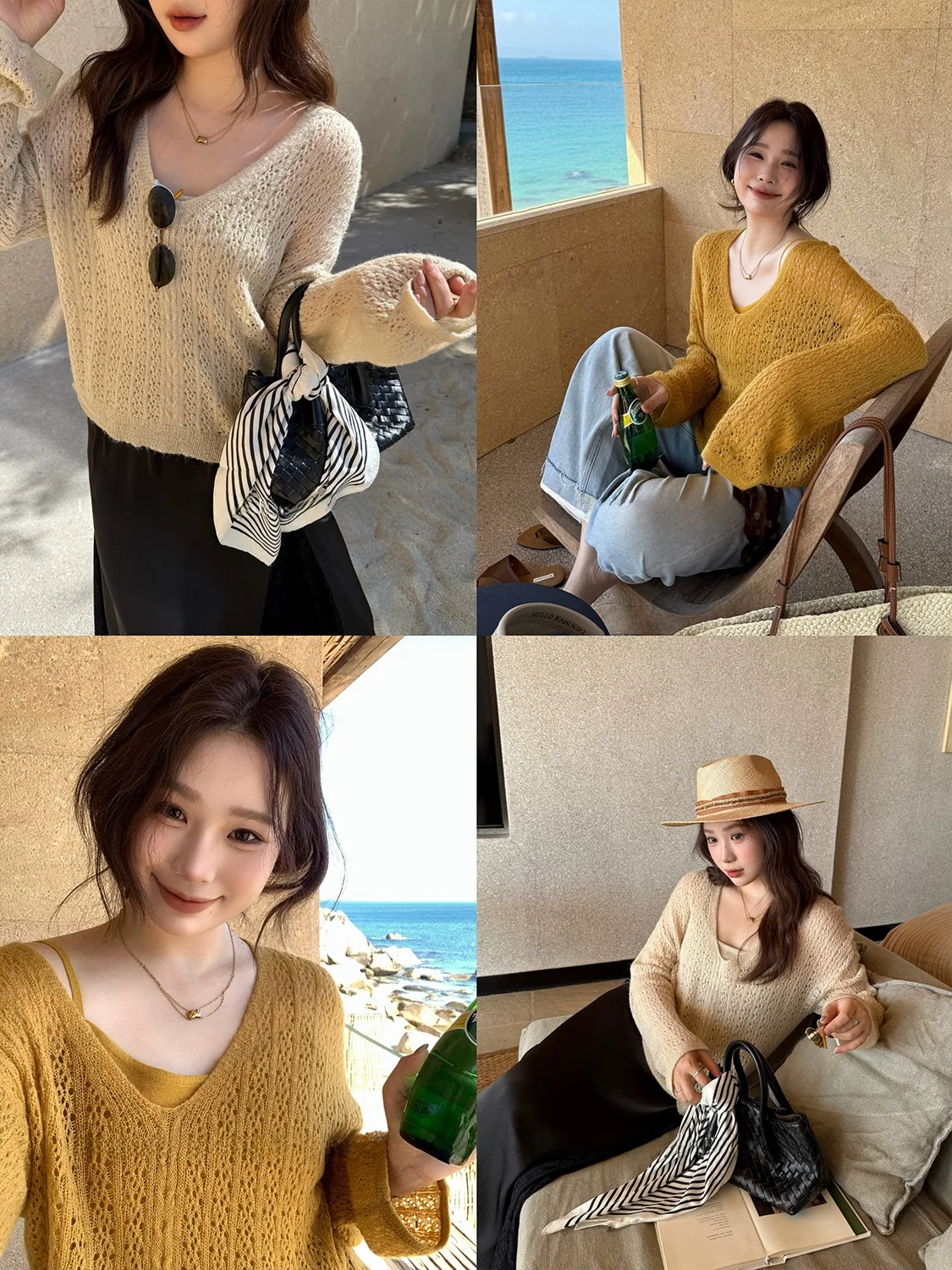 

plus Size Women's Knitted Wool Vest Top Set Spring Fashion Casual round Neck Long Sleeve Sweater Comfortable Breathable Spring
