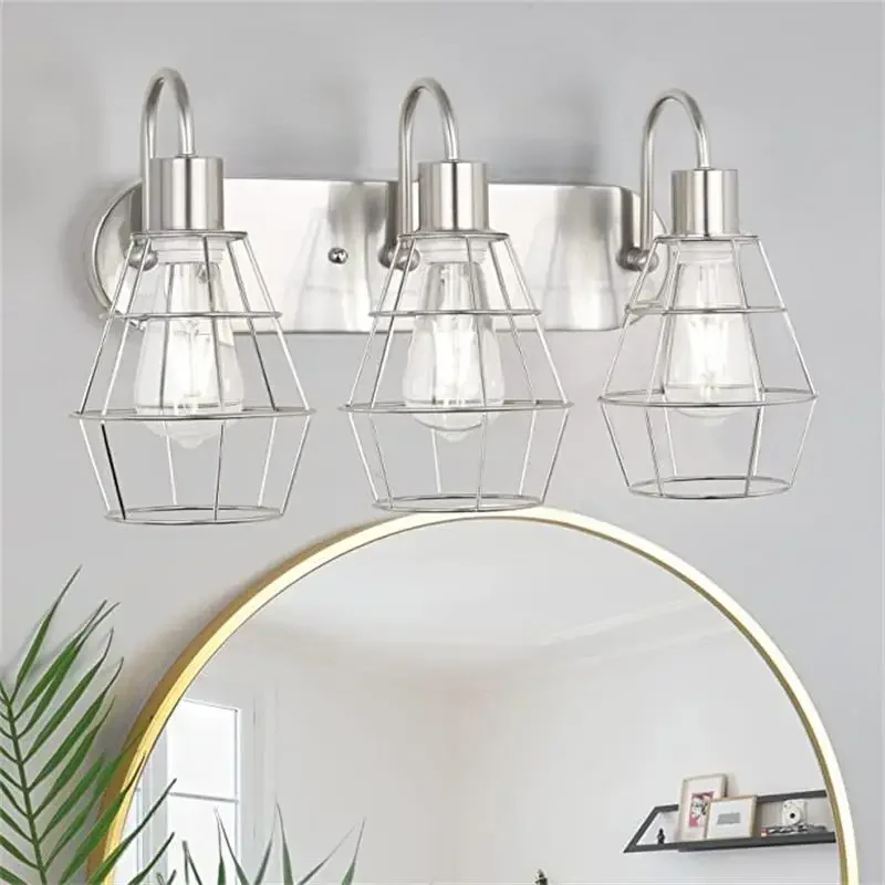 Wall light American simple industrial wind iron cage staircase living room washing table dressing table mirror headlight