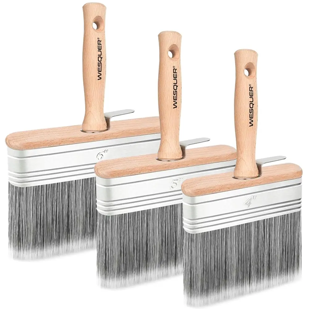

Free Shipping- 3-Pack (4” 5” 6”), Wood Stain Brush Fits Extension Pole, Wide Paint & Limewash Brush for