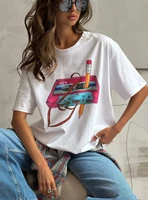Sumuyoo 100% Cotton Women's Fashionable Printed T-shirt Casual Vintage Short-sleeve Printing T Shirts Fashion Hip Hop Loose Top