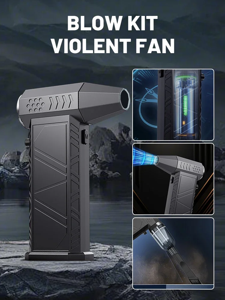 350000 RPM 8000mAh Pocket Dust Blower Mini Turbo Jet Fan Rechargeable 58m/s Turbo Violent Fan Powerful Blower for Cleaning