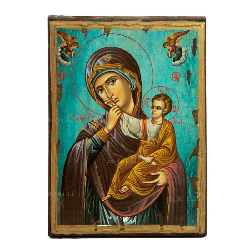 Art mural sur toile avec icône orthodoxe grecque, mère de Dieu, vierge Marie, paramythie, panagie, byzantine, salon, chambre à c