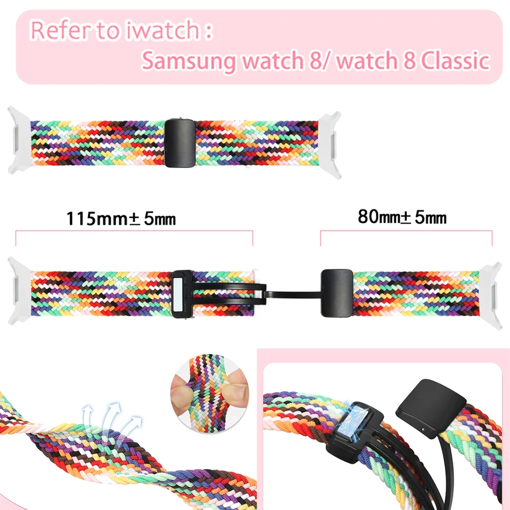 Nylon Sport gewebtes Magnetarmband für Samsung Galaxy Watch 8 40 mm 44 mm/8 Classic 46 mm atmungsaktives Band Armband Zubehör