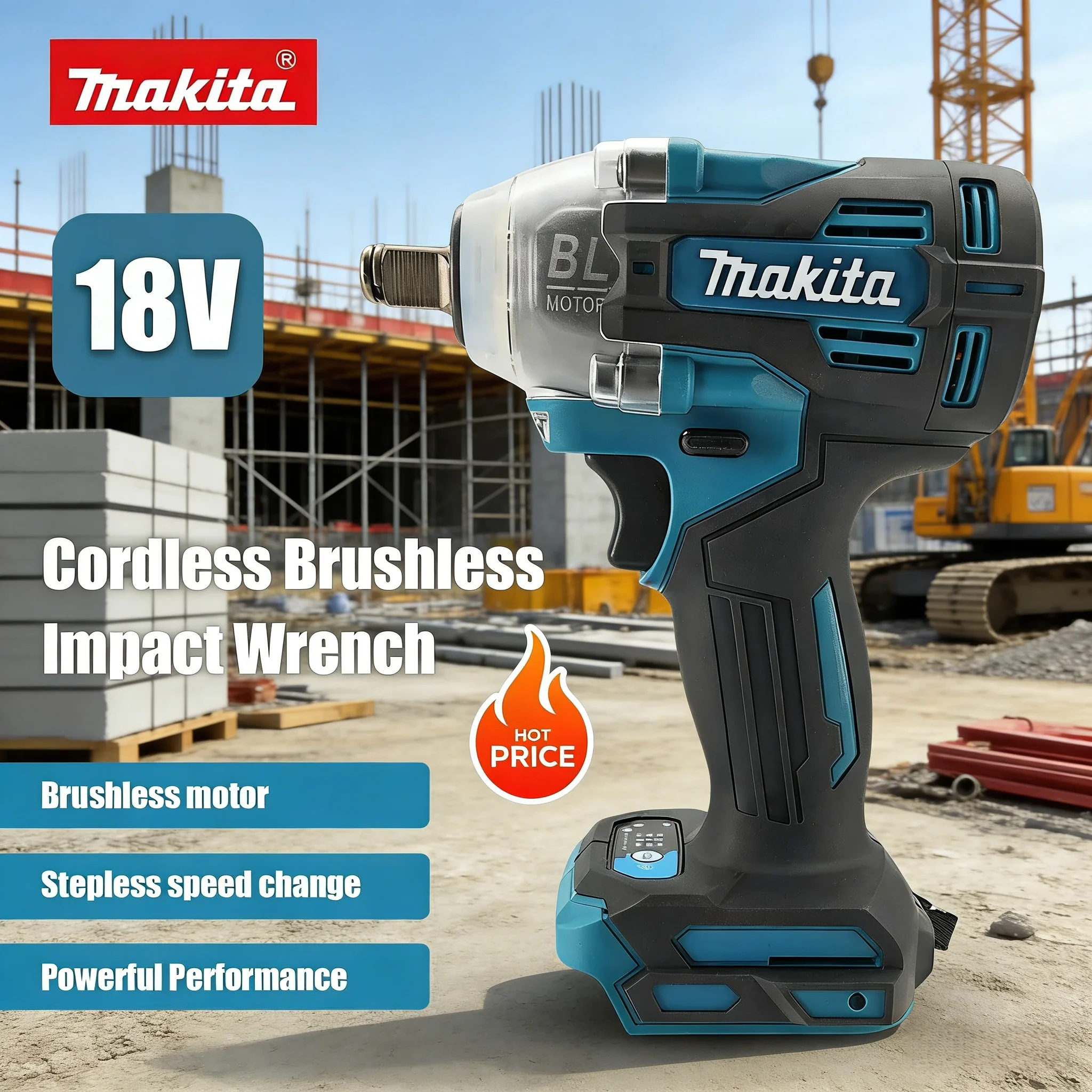 

Makita TW004G Cordless Impact Wrench High Torque Brushless Electric Wrench Rechargeable 18V Auto Repair Power Tools 18V