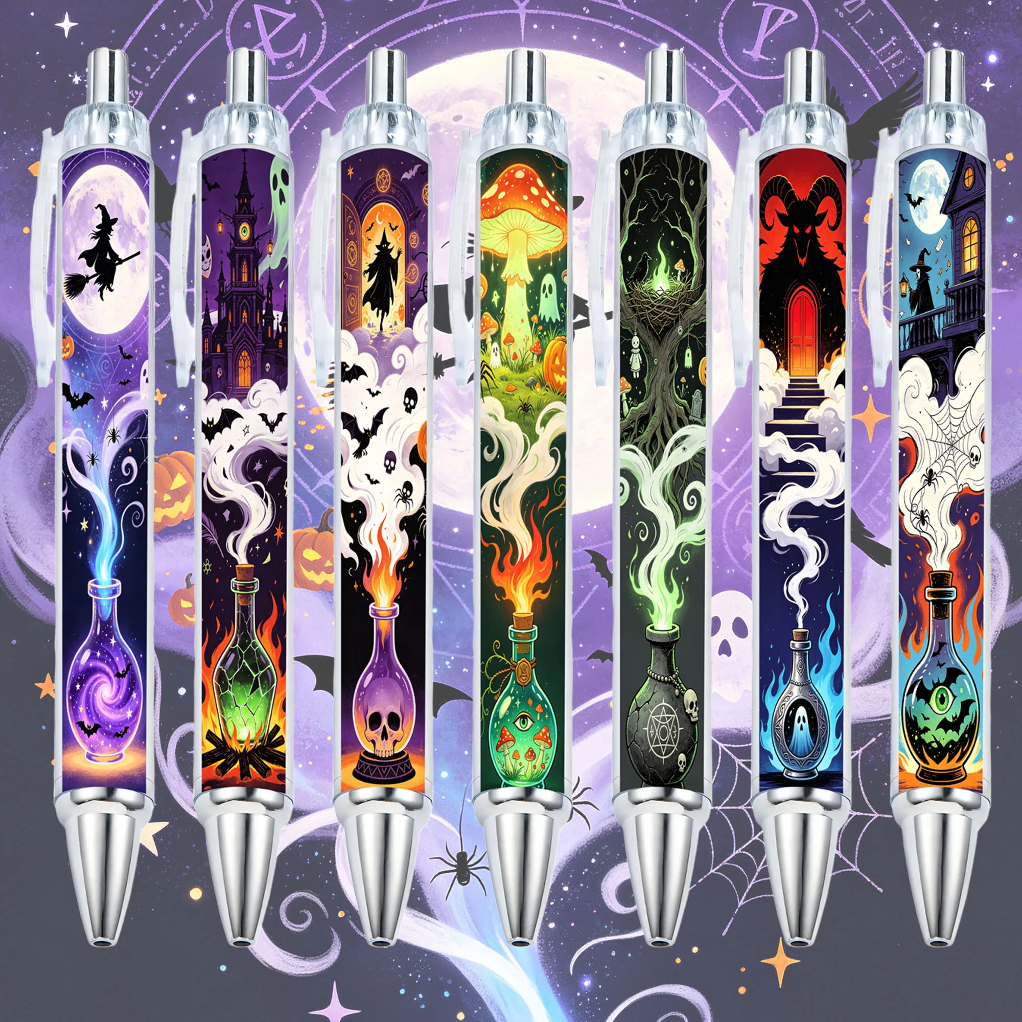 6Pcs/7Pcs Halloween Magic Bottle Holiday-Themed Ballpoint Pens, Holiday-Themed Gift Pens, Office Writing Pens, Random Styles