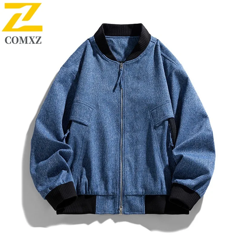 

COMXZ Mens Jacket Stand Collar Outdoor Travel Comfortable Motorcycle Coat Casual Solid Color Lightweight Autumn Windbreaker