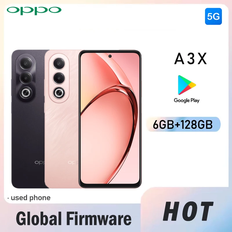 Global Firmware OPPO A3X 5G Smartphone Dimensity 6300 ColorOS 14.0.1 6.67-inch rear camera 32MP 5100 mAh 120Hz used phone