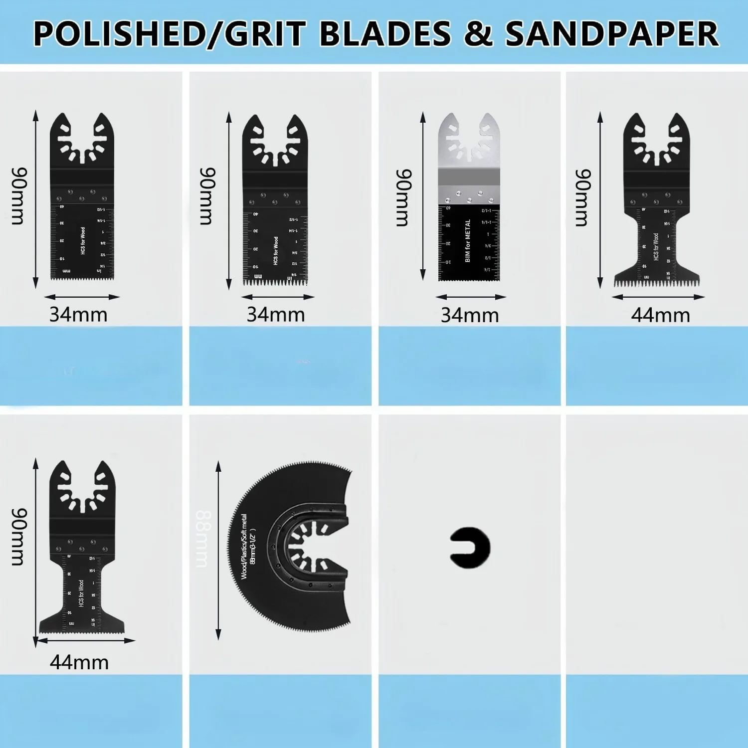 24Pcs Oscillating Saw Blades Quick Release Universal Oscillating Tool Blades Wood Plastics and Metal Multitool Blade Kits