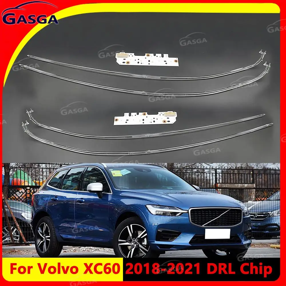 

White Light For Volvo XC60 2018-2021 Car Headlights DRL Guide Strip Front Headlight Angel Eye Ballast chip Daytime running light