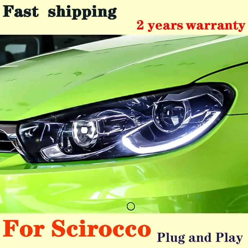 For VW Scirocco 1.4T 2.0T FULL LED Headlights 2009-2017 For Scirocco DRL Hid Q5 Bi-Xenon Lens angel Eye Low Beam Car Accessories