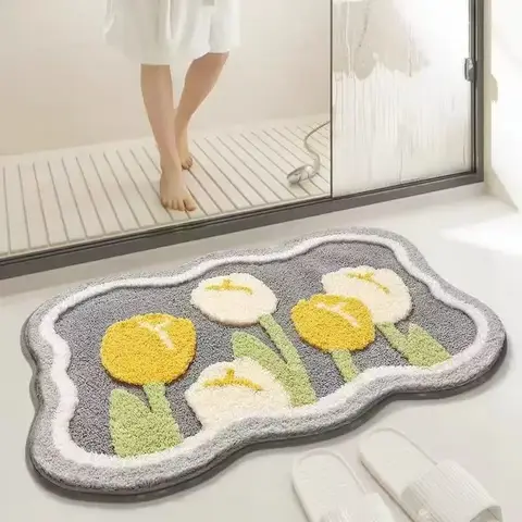 꽃, 모조 캐시미어, 욕실, 화장실, 침실, 흡수성, 미끄럼 방지 바닥 매트, 가정용 플러시 천, 부드러운 카펫