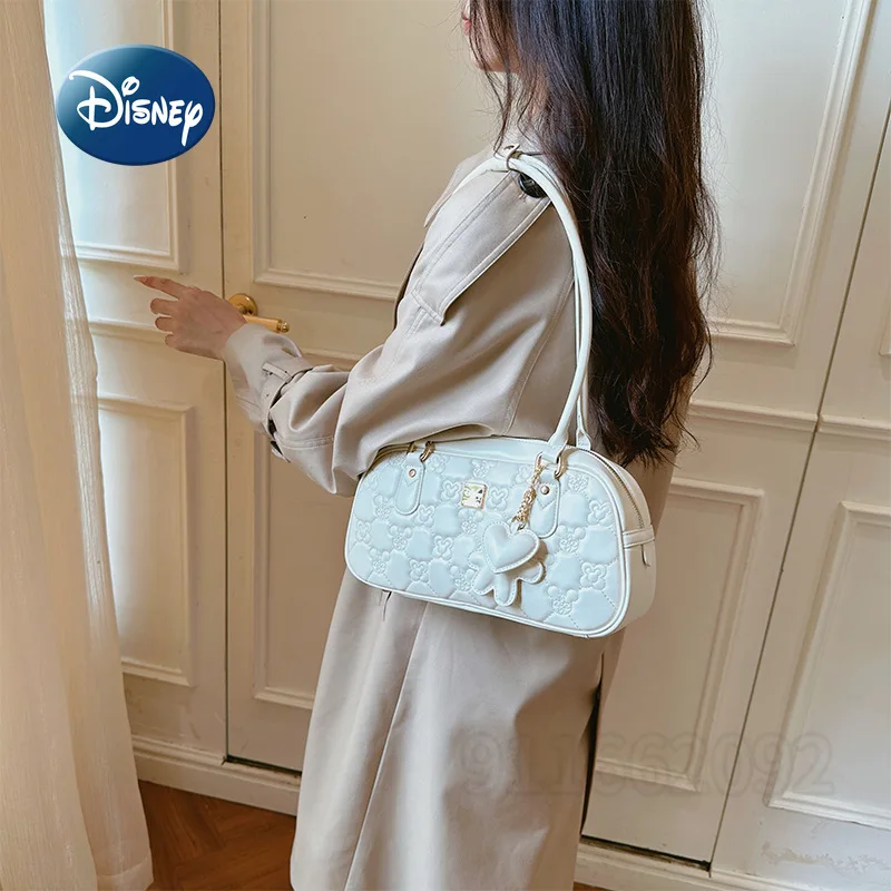 Disney Mickey New Women's Handbag Solid Color Fashion Women's Shoulder Bag High Quality Cartoon Women's Bag Large Capacity