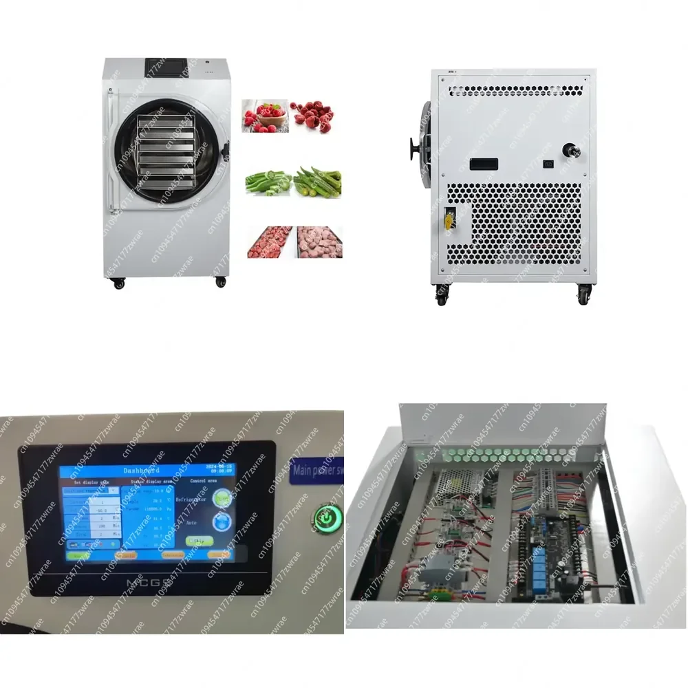 Modern 6 Tray Commercial Freeze Dryer 10Kg Capacity 2000W 220V 304 Stainless Steel -55C Cold Trap 0.65 Garden Supplies