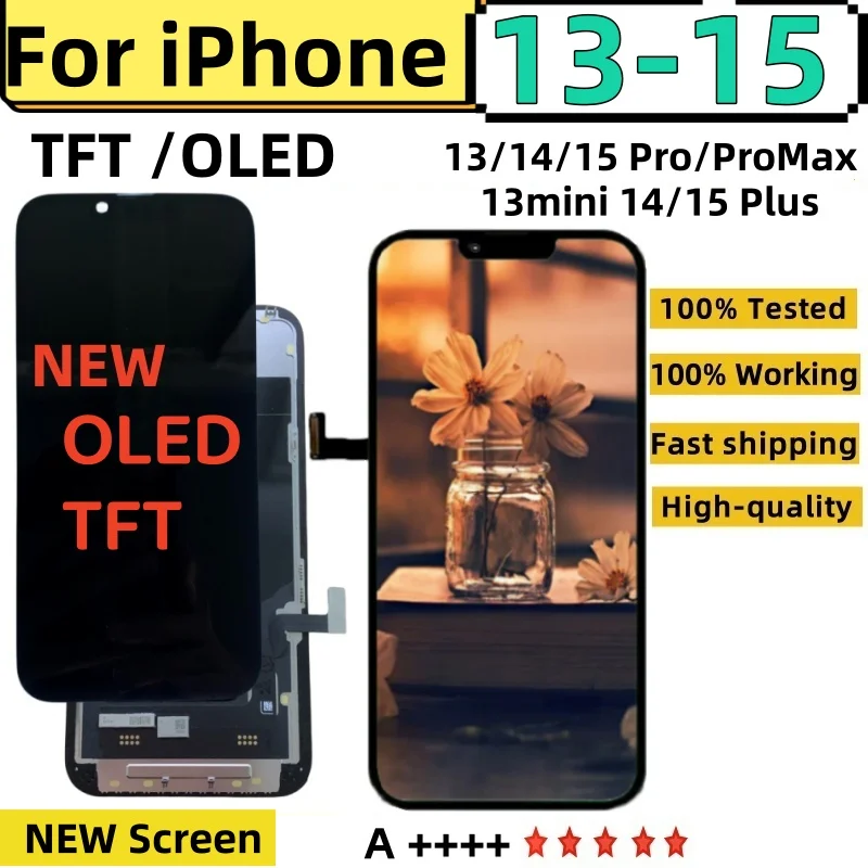 NEW TFT OLED display for iPhone 13 14 15 Pro Max 14 15 Plus 13 Mini 3D touch screen digitizer incell LCD Replacement Assembly